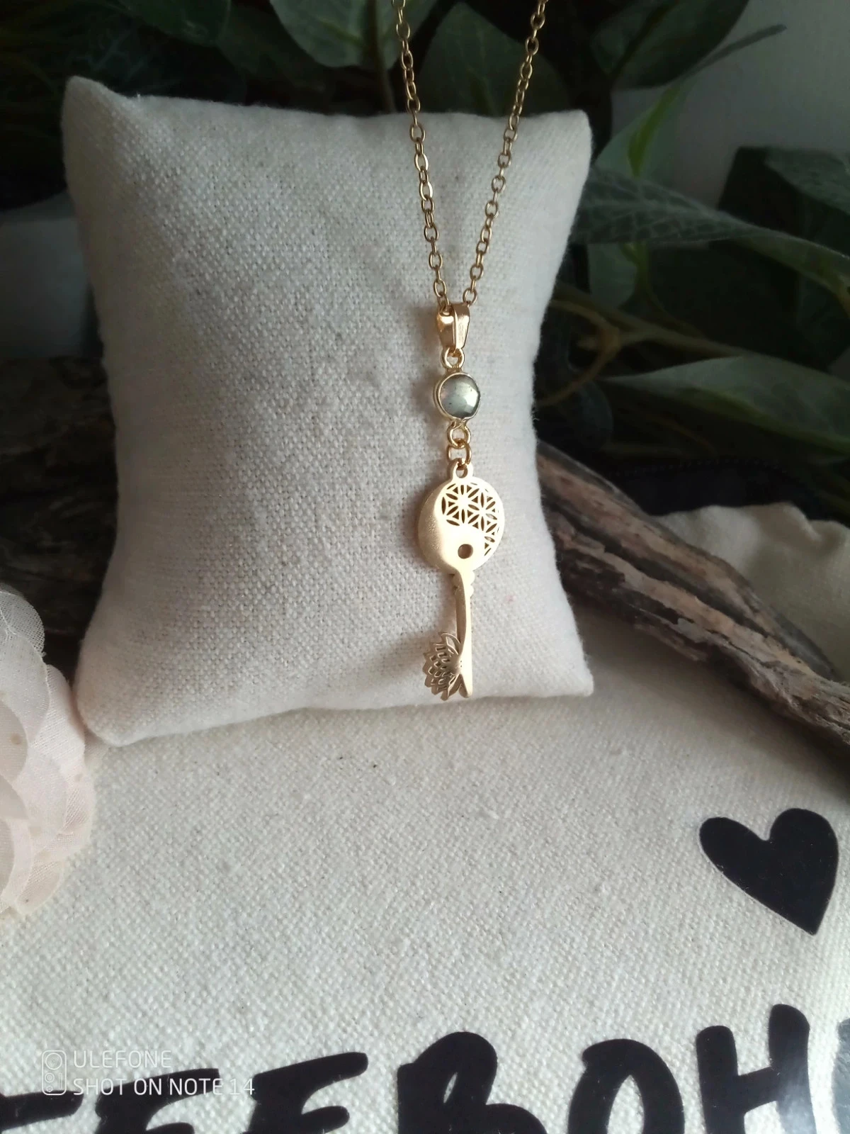 Collar con llave zen de loto yin yang y labradorita natural – photo 2